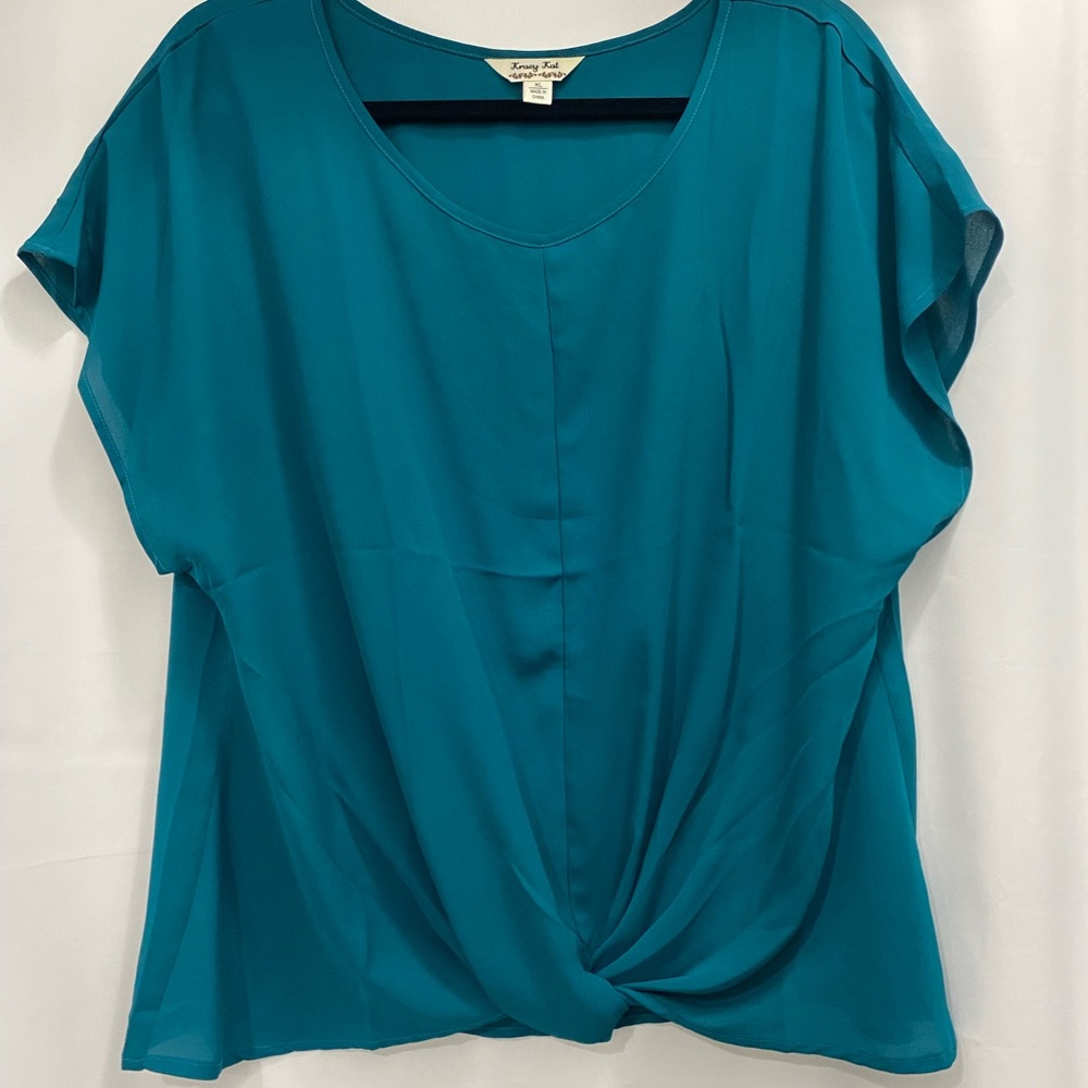 Krazy Kat Blue Relaxed Tie Front Blouse